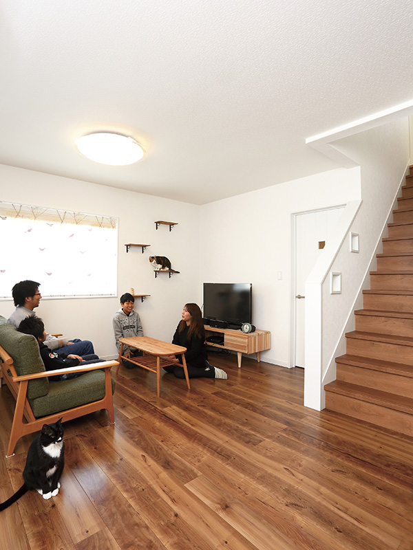 写真：キャットウォークのあるリビング