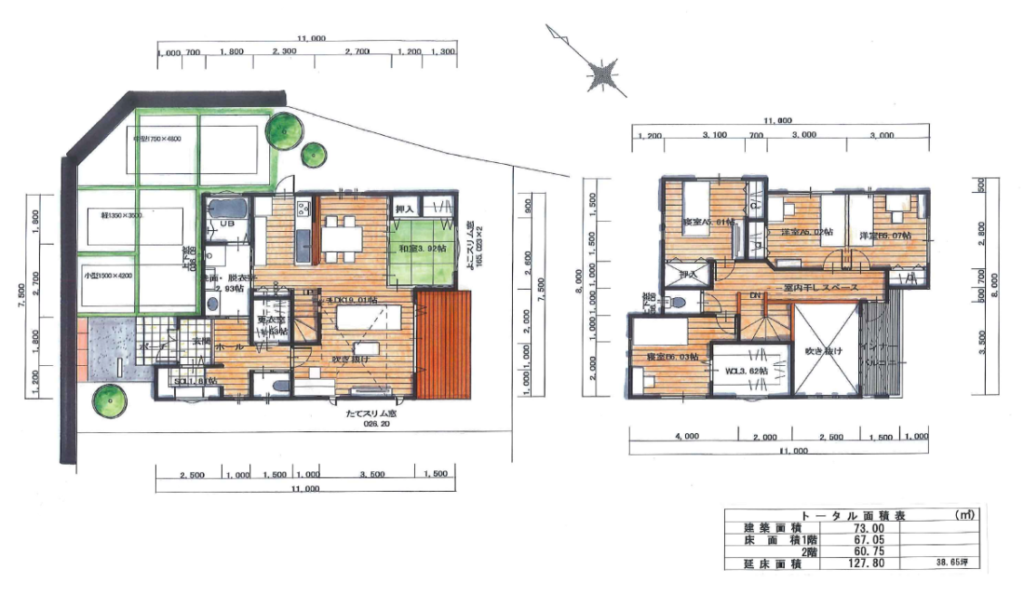 30坪代の吹き抜けモダン住宅 間取りまとめ